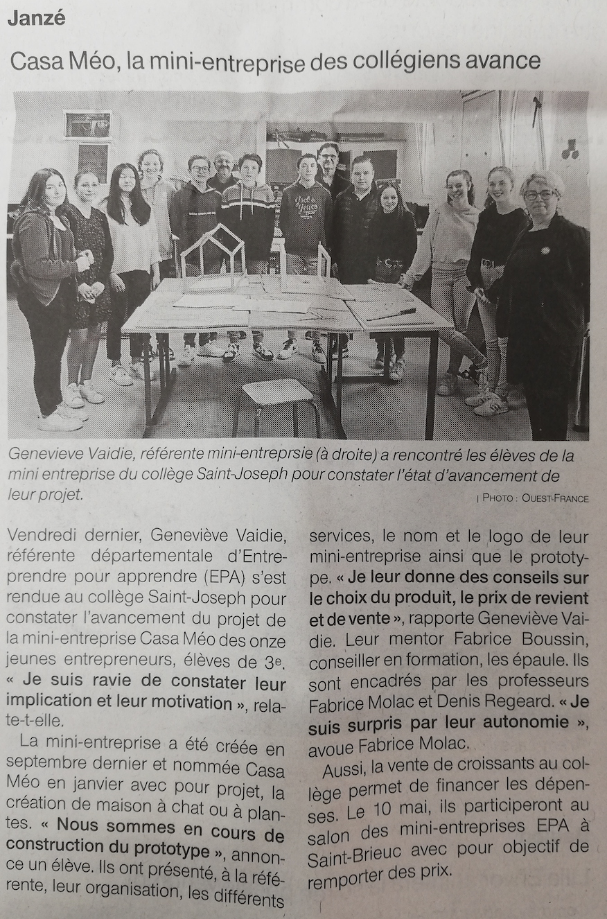 Read more about the article VITRUVIUS est partenaire de la Mini-Entreprise du collège St Joseph de Janzé !!!
